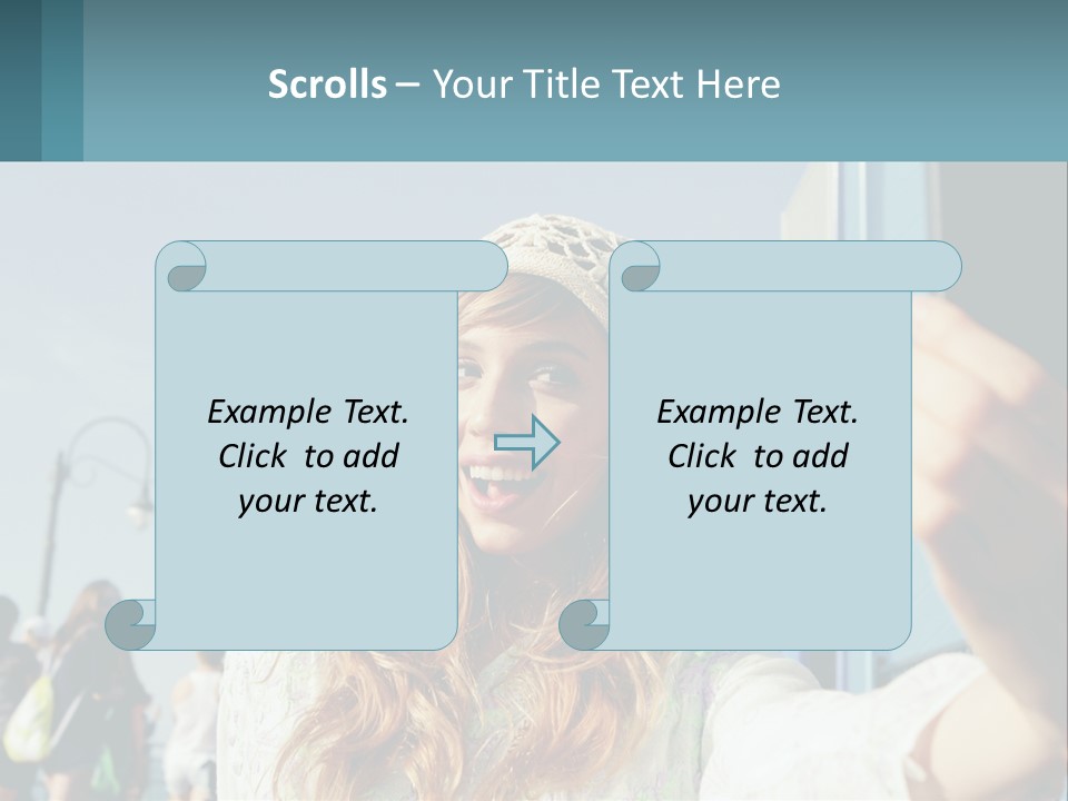 A Woman Taking A Picture With Her Cell Phone PowerPoint Template
