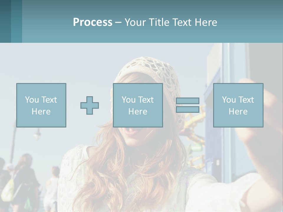 A Woman Taking A Picture With Her Cell Phone PowerPoint Template