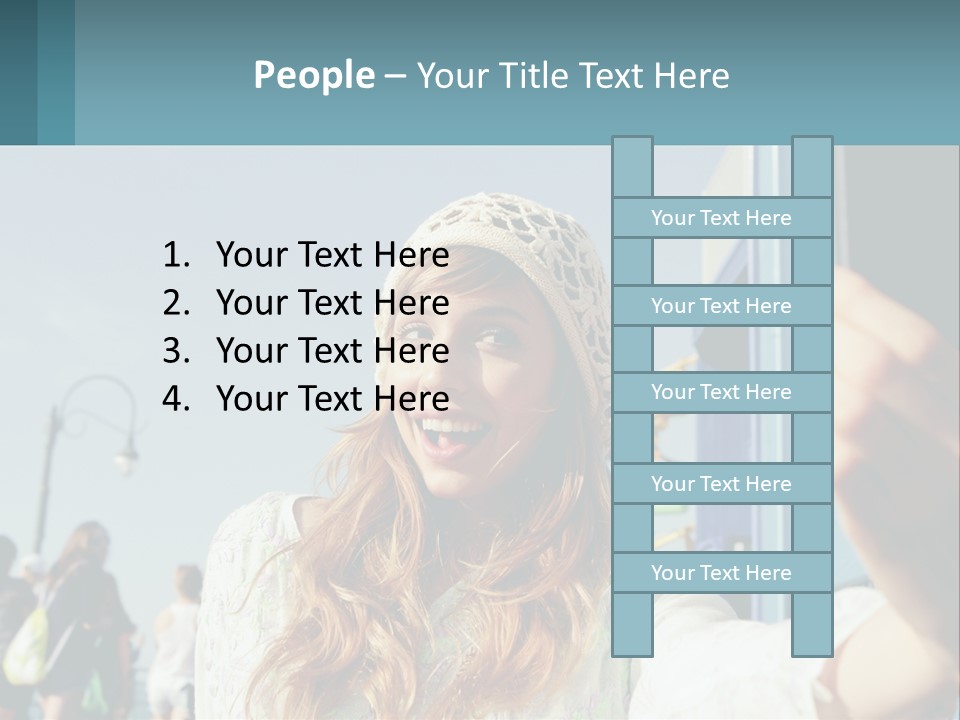 A Woman Taking A Picture With Her Cell Phone PowerPoint Template