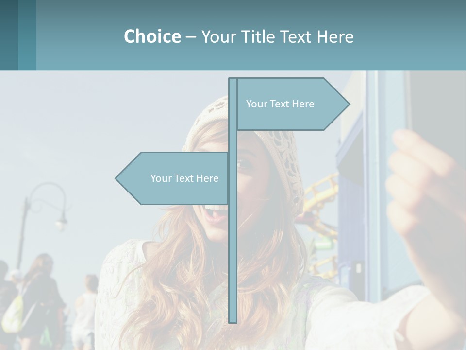 A Woman Taking A Picture With Her Cell Phone PowerPoint Template