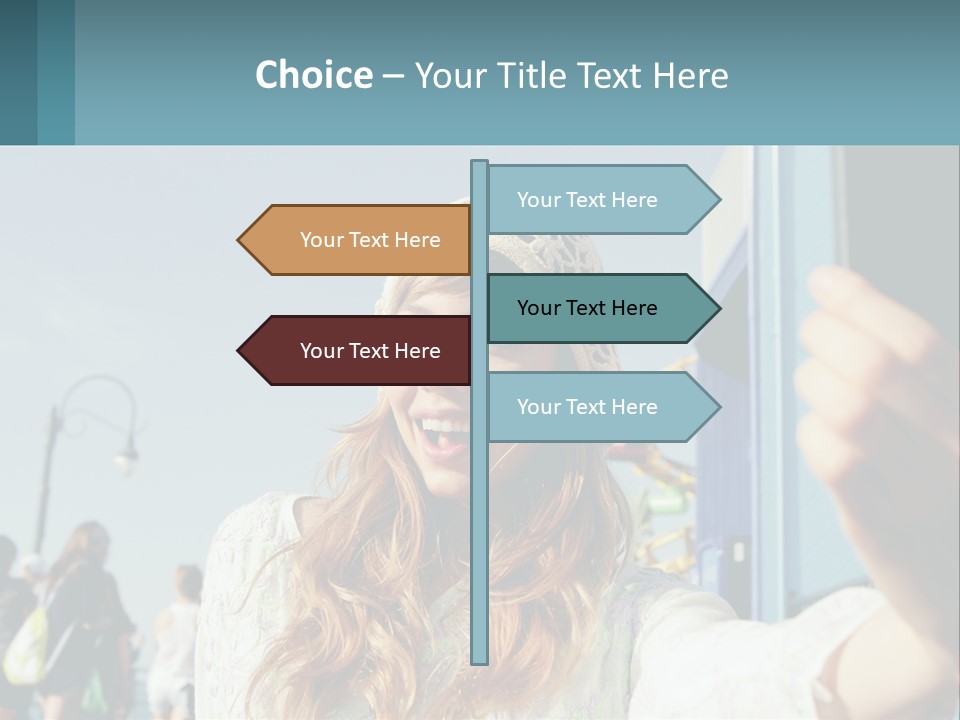 A Woman Taking A Picture With Her Cell Phone PowerPoint Template