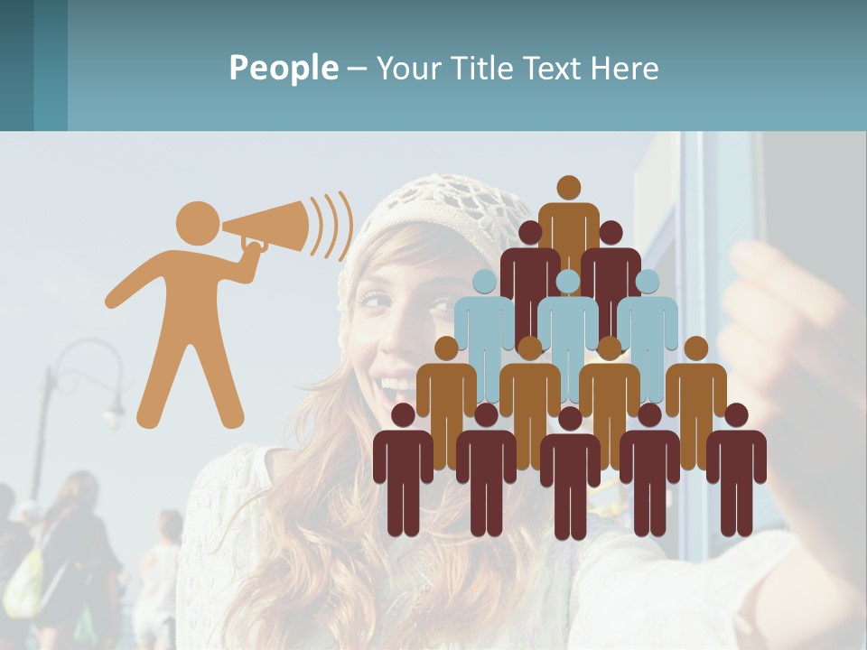 A Woman Taking A Picture With Her Cell Phone PowerPoint Template