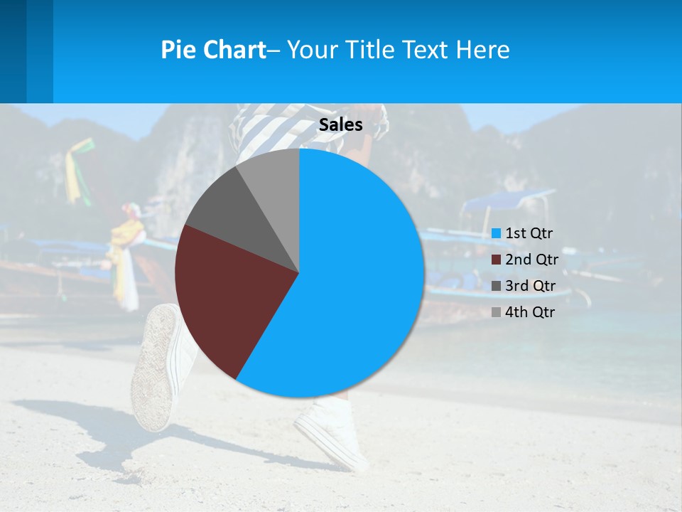 A Woman Walking On A Beach With Boats In The Background PowerPoint Template