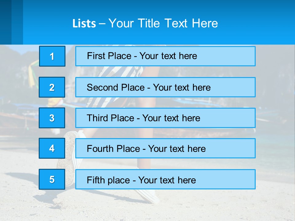 A Woman Walking On A Beach With Boats In The Background PowerPoint Template