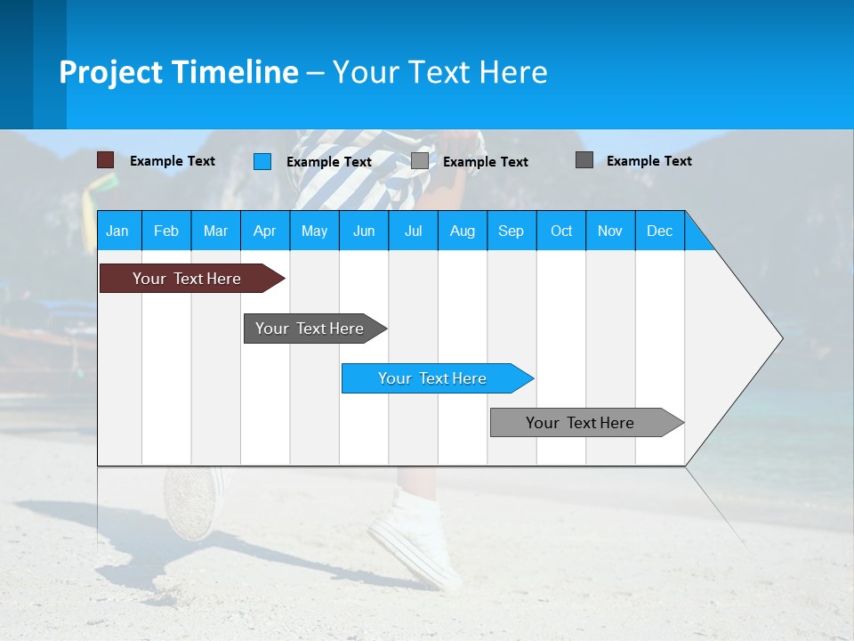 A Woman Walking On A Beach With Boats In The Background PowerPoint Template