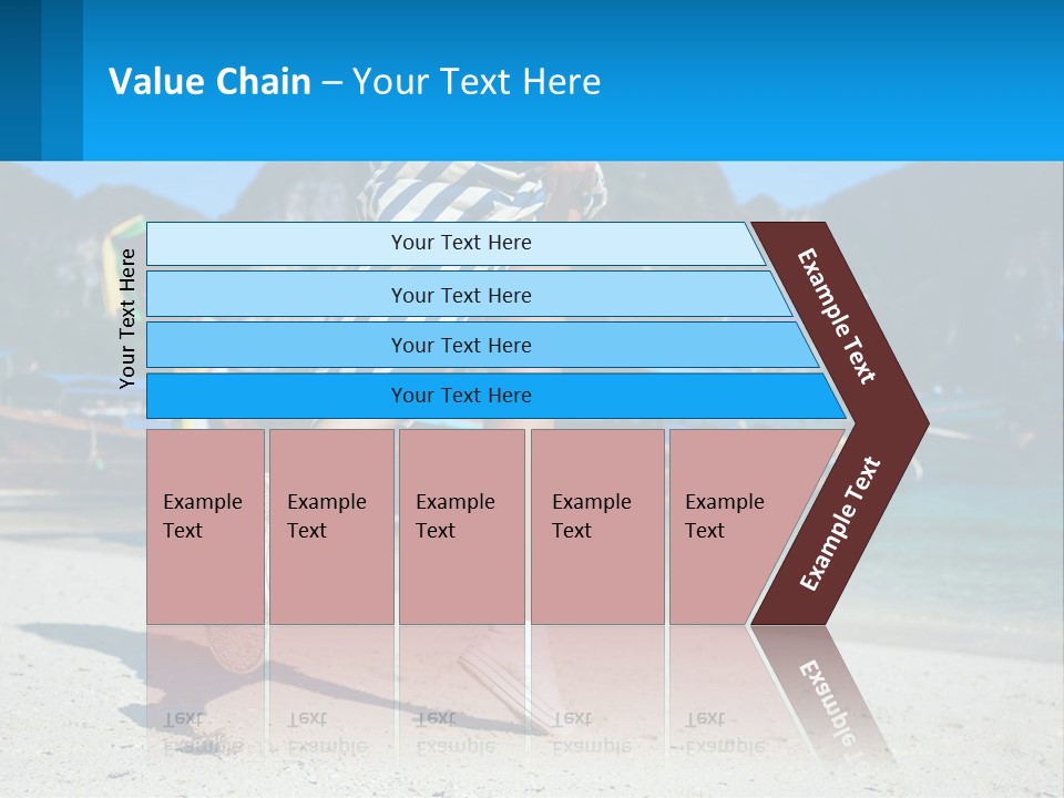 A Woman Walking On A Beach With Boats In The Background PowerPoint Template