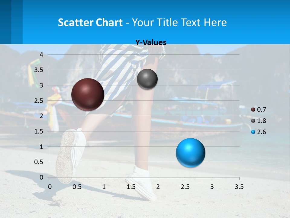 A Woman Walking On A Beach With Boats In The Background PowerPoint Template