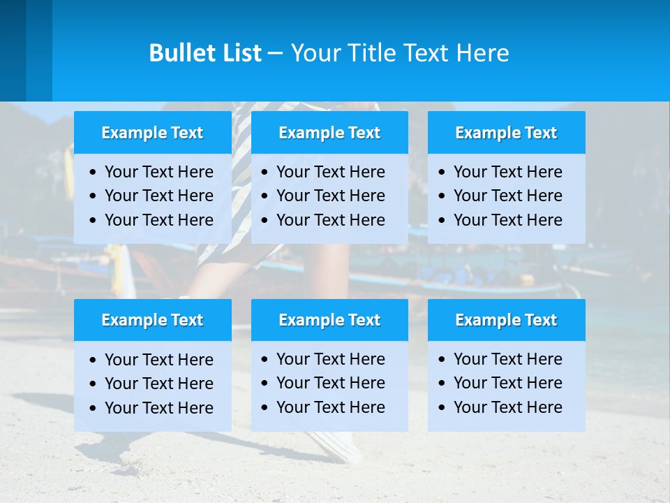 A Woman Walking On A Beach With Boats In The Background PowerPoint Template