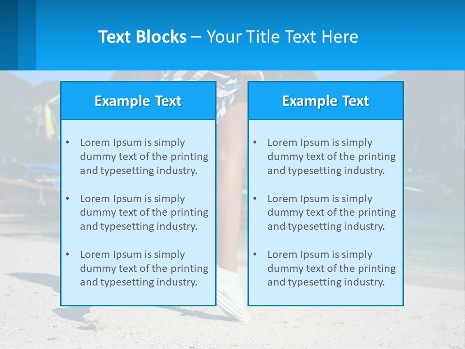 A Woman Walking On A Beach With Boats In The Background PowerPoint Template