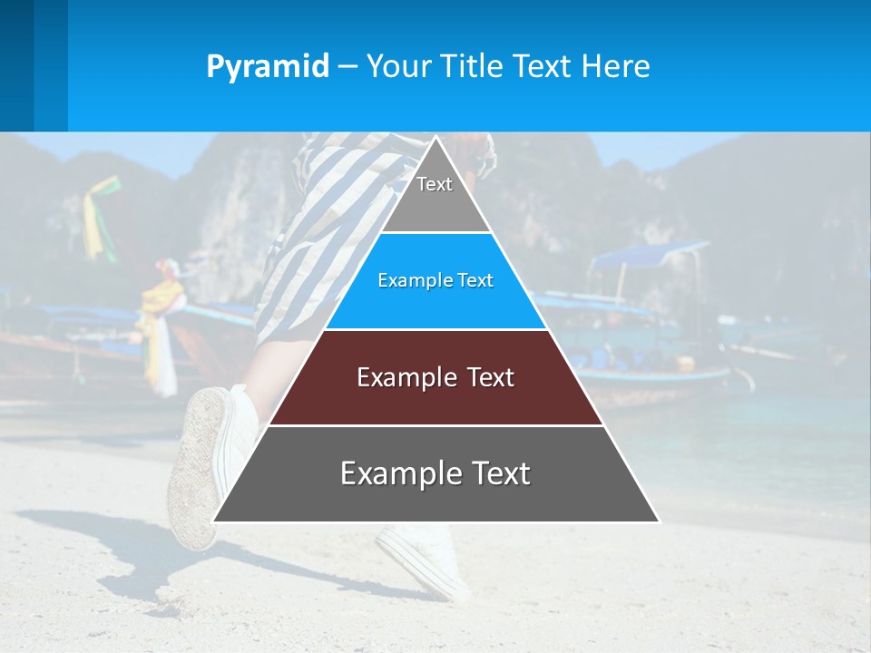 A Woman Walking On A Beach With Boats In The Background PowerPoint Template