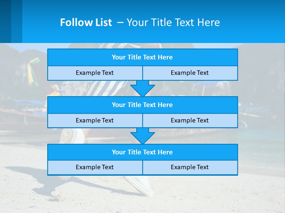 A Woman Walking On A Beach With Boats In The Background PowerPoint Template