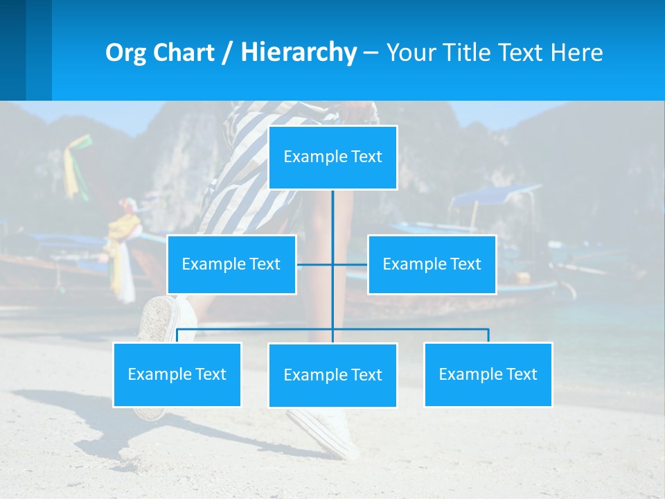 A Woman Walking On A Beach With Boats In The Background PowerPoint Template