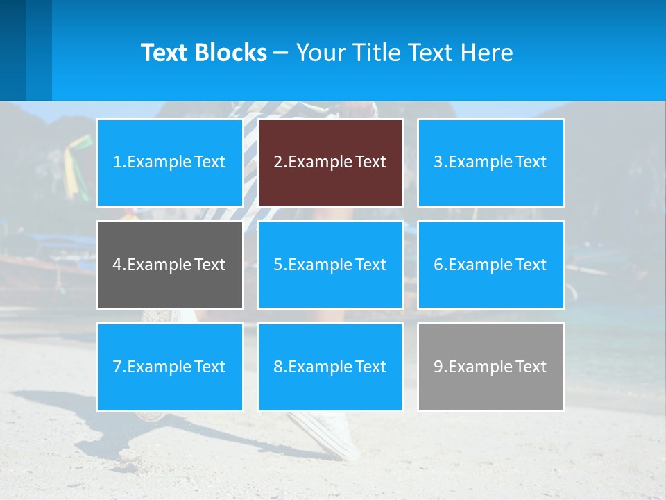 A Woman Walking On A Beach With Boats In The Background PowerPoint Template