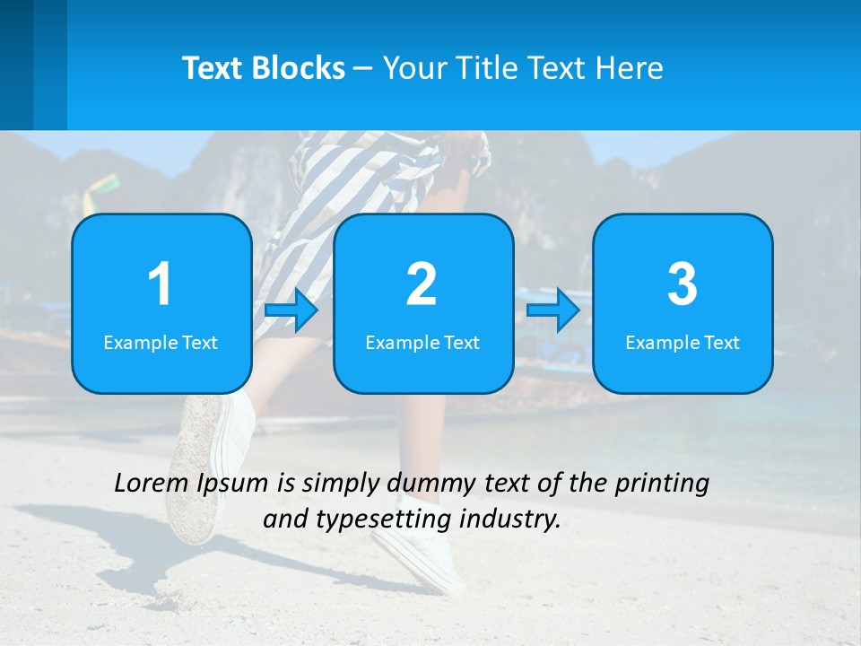 A Woman Walking On A Beach With Boats In The Background PowerPoint Template