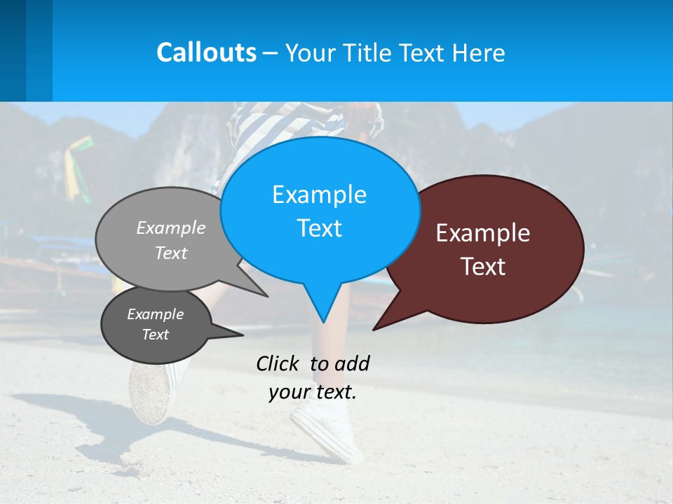 A Woman Walking On A Beach With Boats In The Background PowerPoint Template