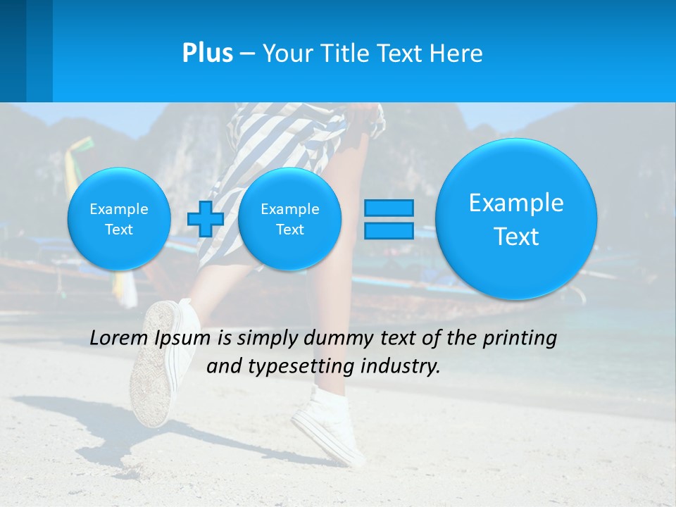 A Woman Walking On A Beach With Boats In The Background PowerPoint Template