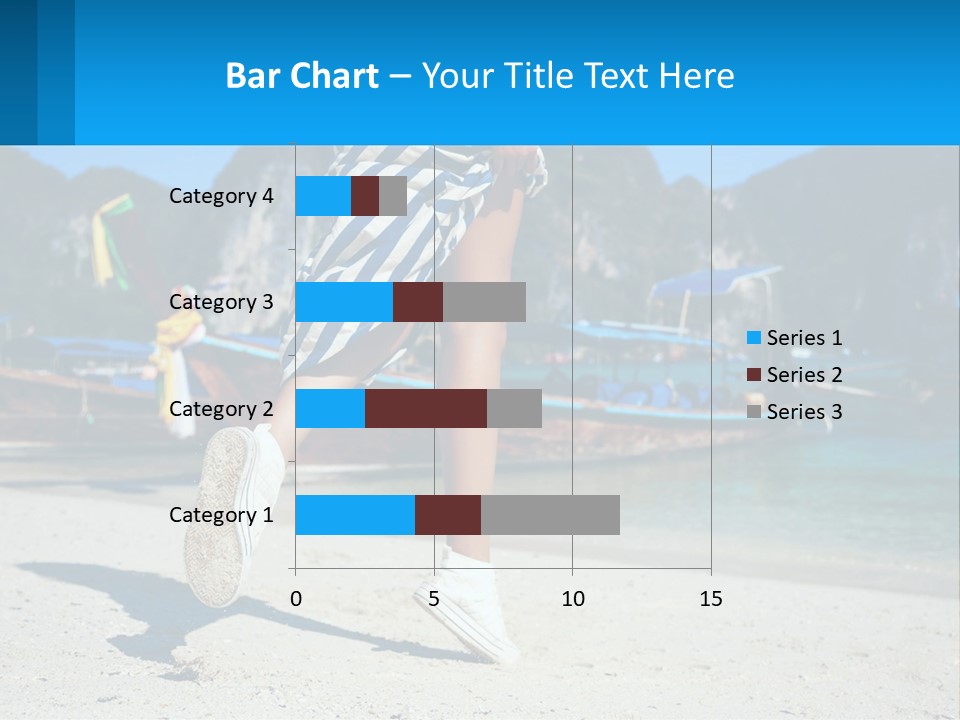 A Woman Walking On A Beach With Boats In The Background PowerPoint Template