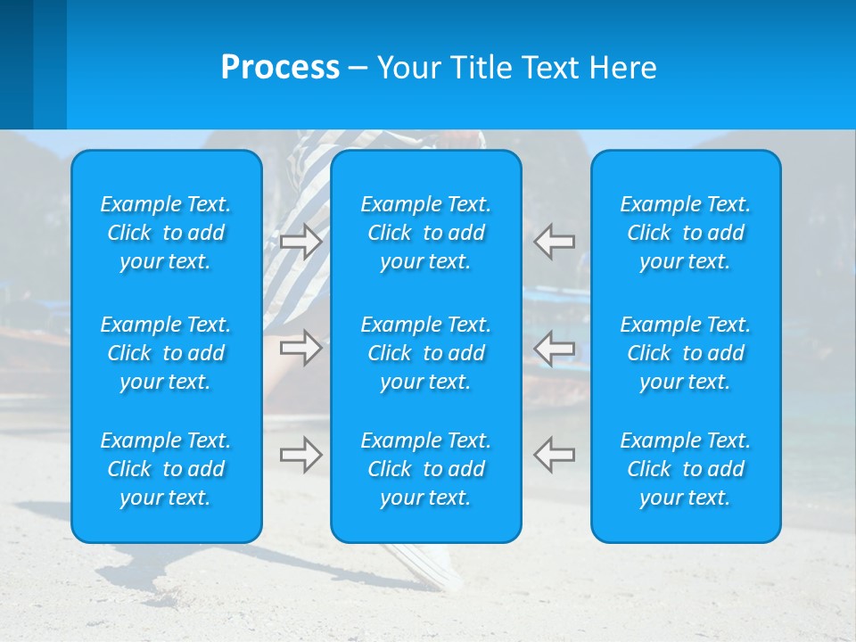 A Woman Walking On A Beach With Boats In The Background PowerPoint Template