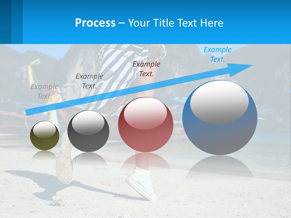 A Woman Walking On A Beach With Boats In The Background PowerPoint Template