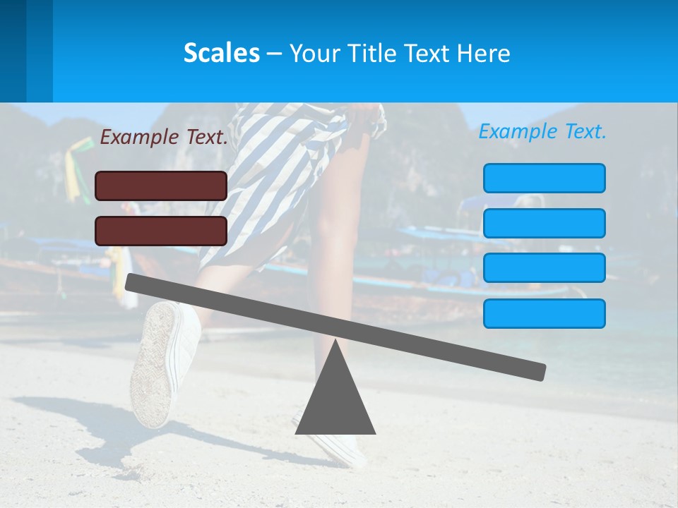 A Woman Walking On A Beach With Boats In The Background PowerPoint Template