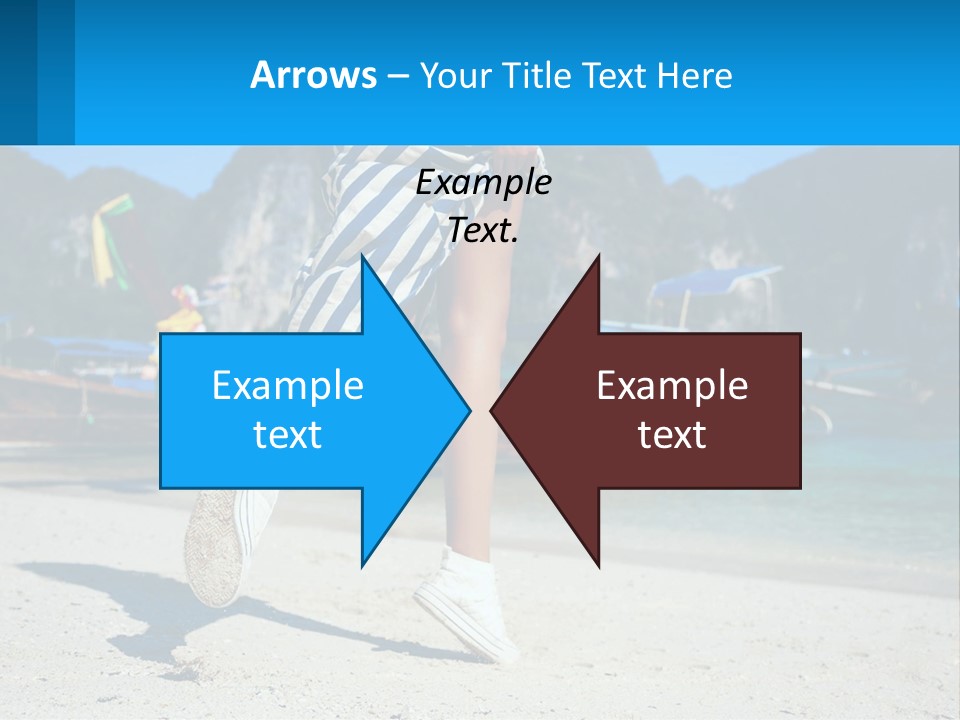 A Woman Walking On A Beach With Boats In The Background PowerPoint Template