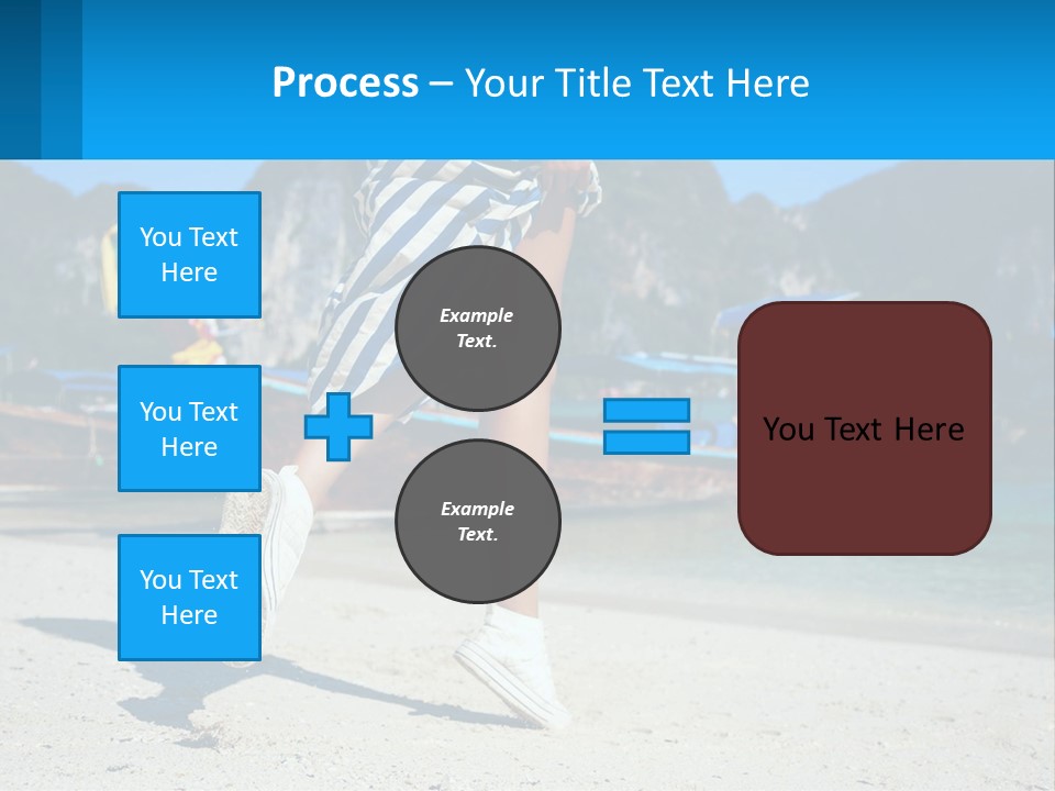 A Woman Walking On A Beach With Boats In The Background PowerPoint Template