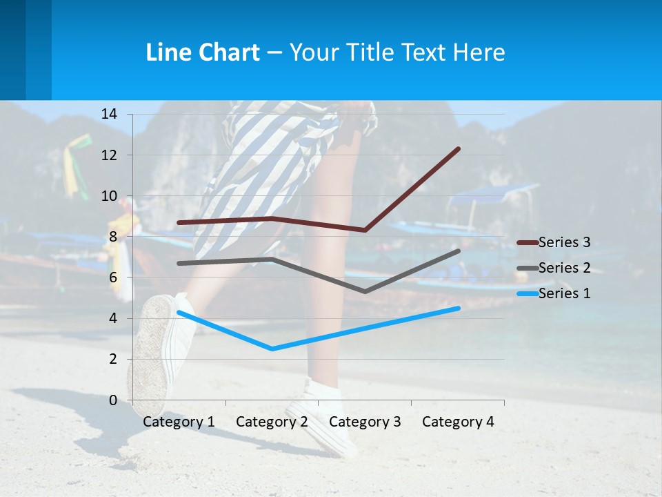 A Woman Walking On A Beach With Boats In The Background PowerPoint Template