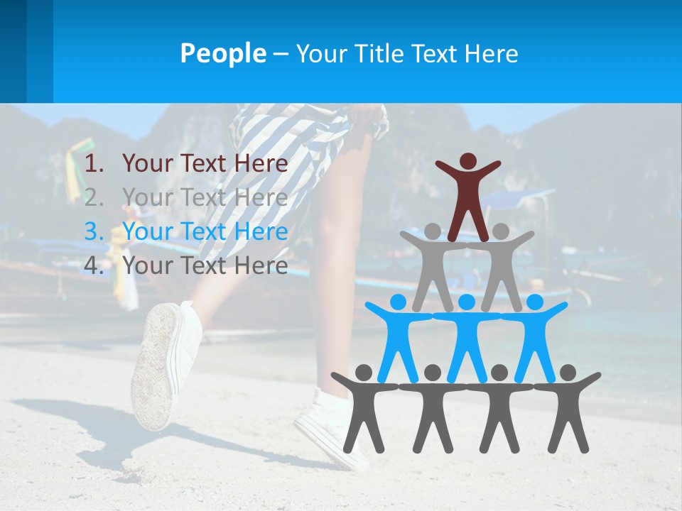 A Woman Walking On A Beach With Boats In The Background PowerPoint Template