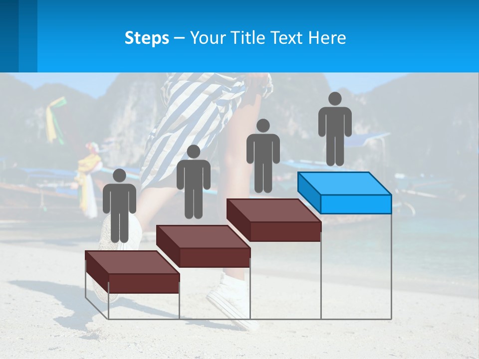 A Woman Walking On A Beach With Boats In The Background PowerPoint Template