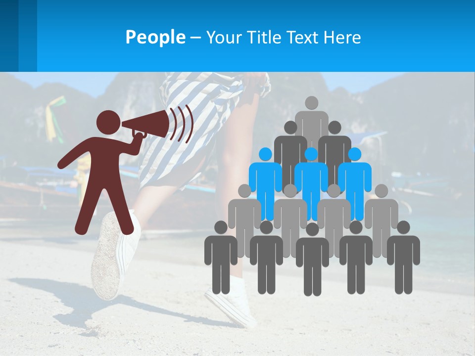 A Woman Walking On A Beach With Boats In The Background PowerPoint Template