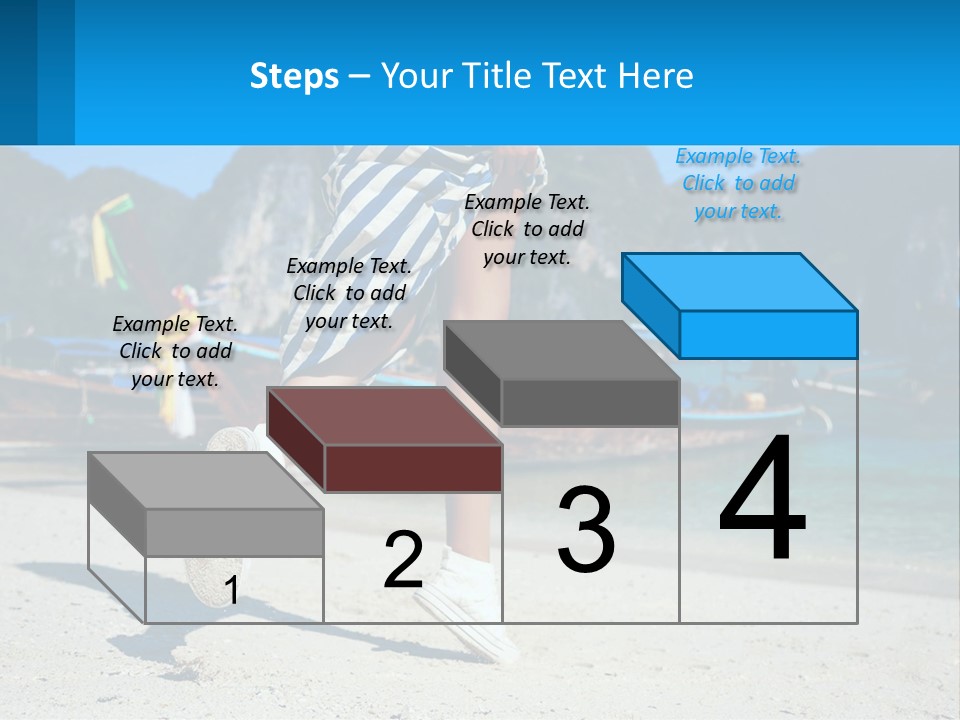 A Woman Walking On A Beach With Boats In The Background PowerPoint Template