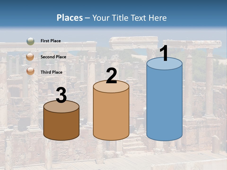A Large Group Of Ruins In Front Of A Body Of Water PowerPoint Template
