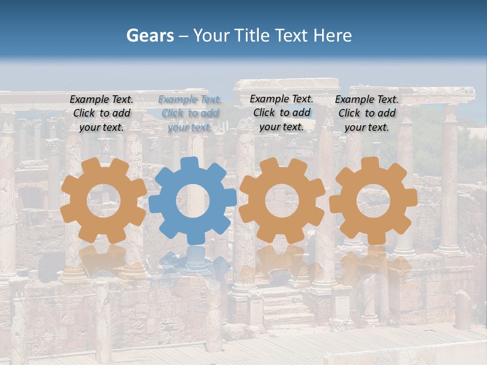 A Large Group Of Ruins In Front Of A Body Of Water PowerPoint Template