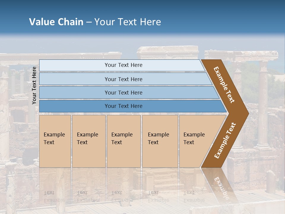 A Large Group Of Ruins In Front Of A Body Of Water PowerPoint Template