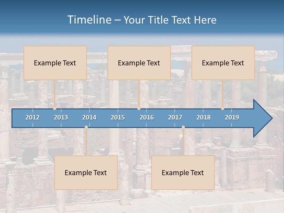 A Large Group Of Ruins In Front Of A Body Of Water PowerPoint Template