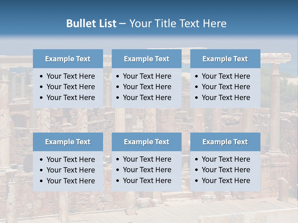 A Large Group Of Ruins In Front Of A Body Of Water PowerPoint Template