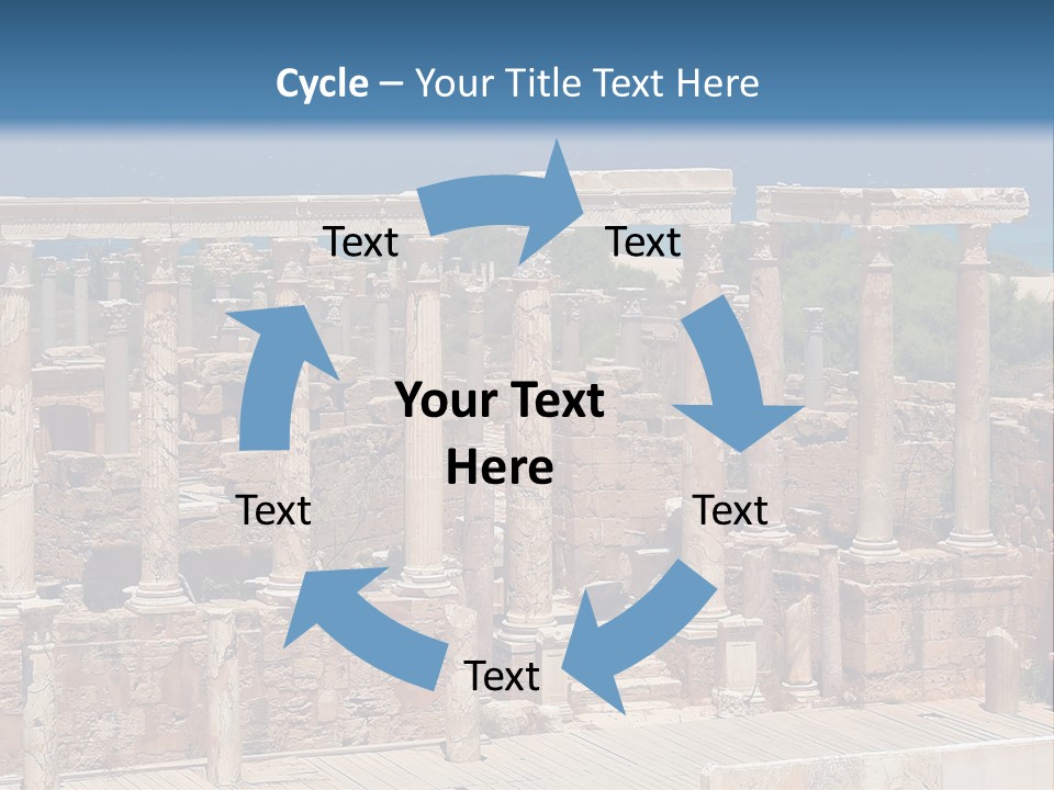 A Large Group Of Ruins In Front Of A Body Of Water PowerPoint Template