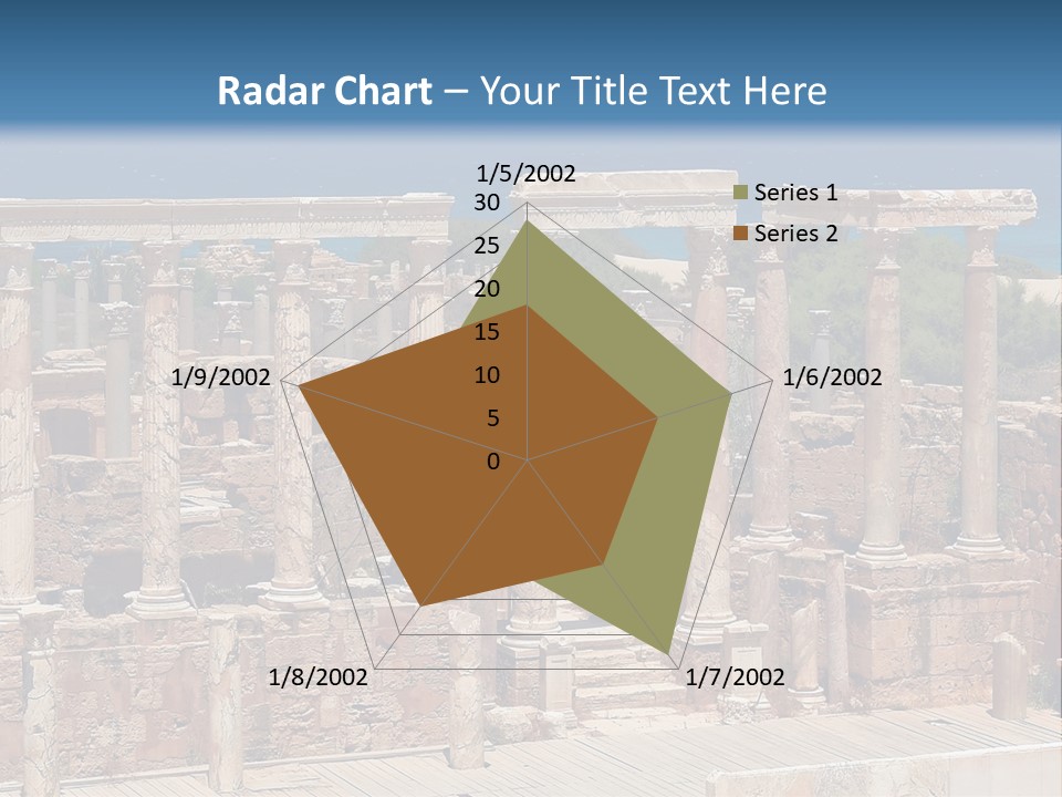 A Large Group Of Ruins In Front Of A Body Of Water PowerPoint Template