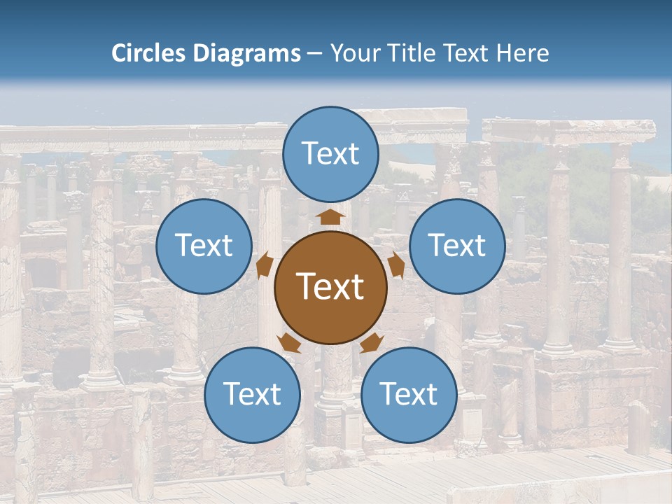 A Large Group Of Ruins In Front Of A Body Of Water PowerPoint Template