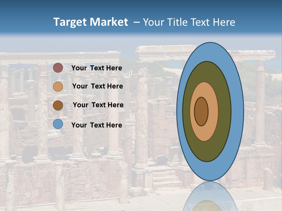 A Large Group Of Ruins In Front Of A Body Of Water PowerPoint Template