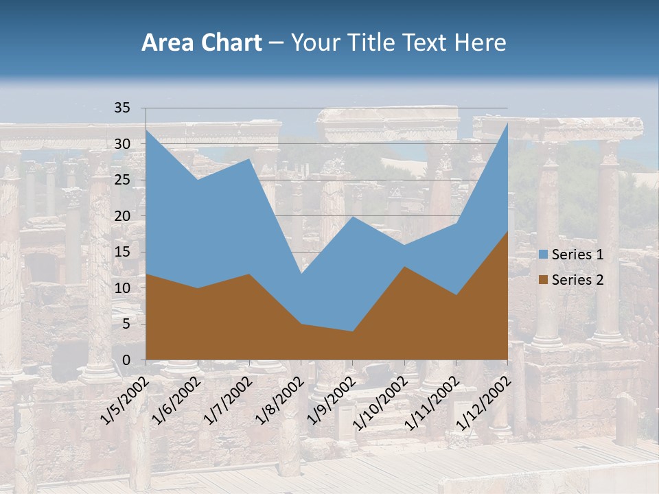 A Large Group Of Ruins In Front Of A Body Of Water PowerPoint Template