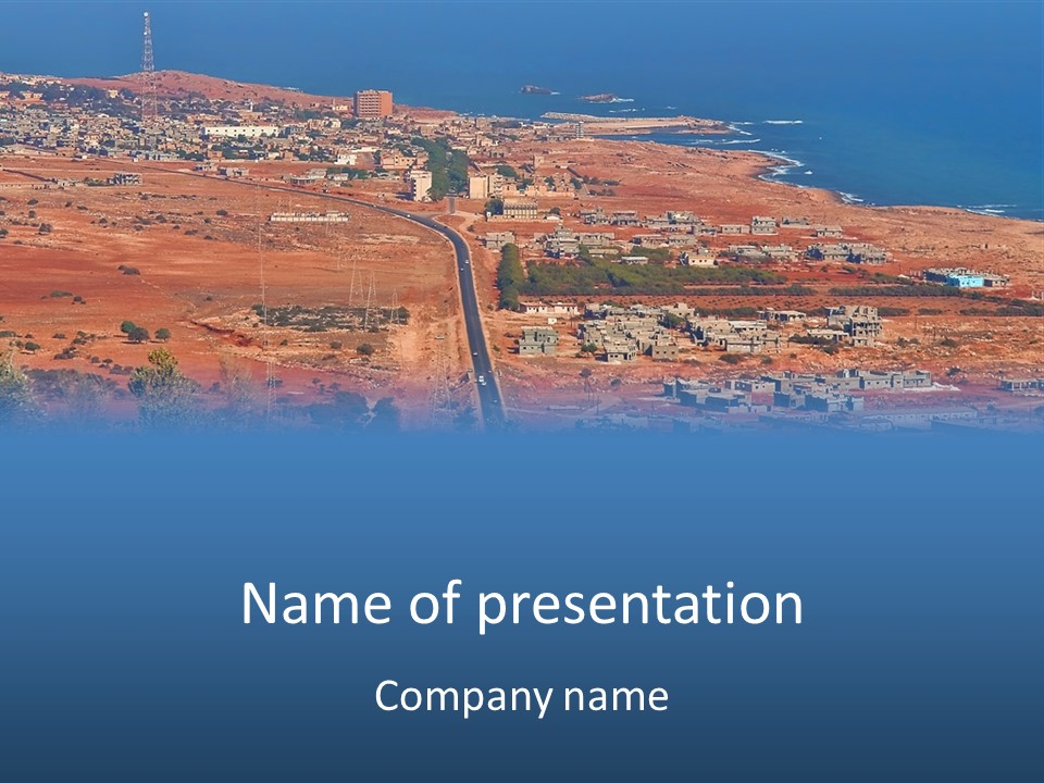 An Aerial View Of A City With A Blue Sky PowerPoint Template
