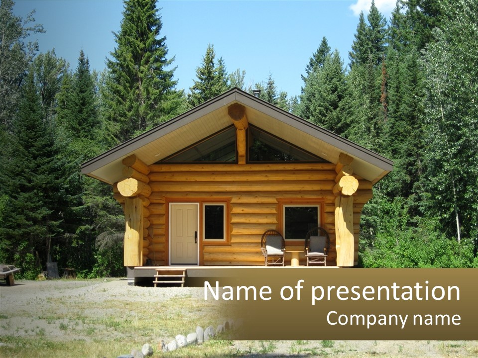 A Log Cabin In The Middle Of A Forest PowerPoint Template