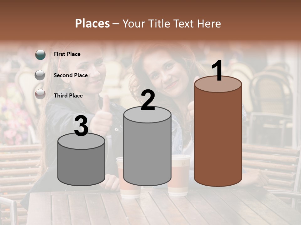 Two Girls Giving Thumbs Up At A Table PowerPoint Template