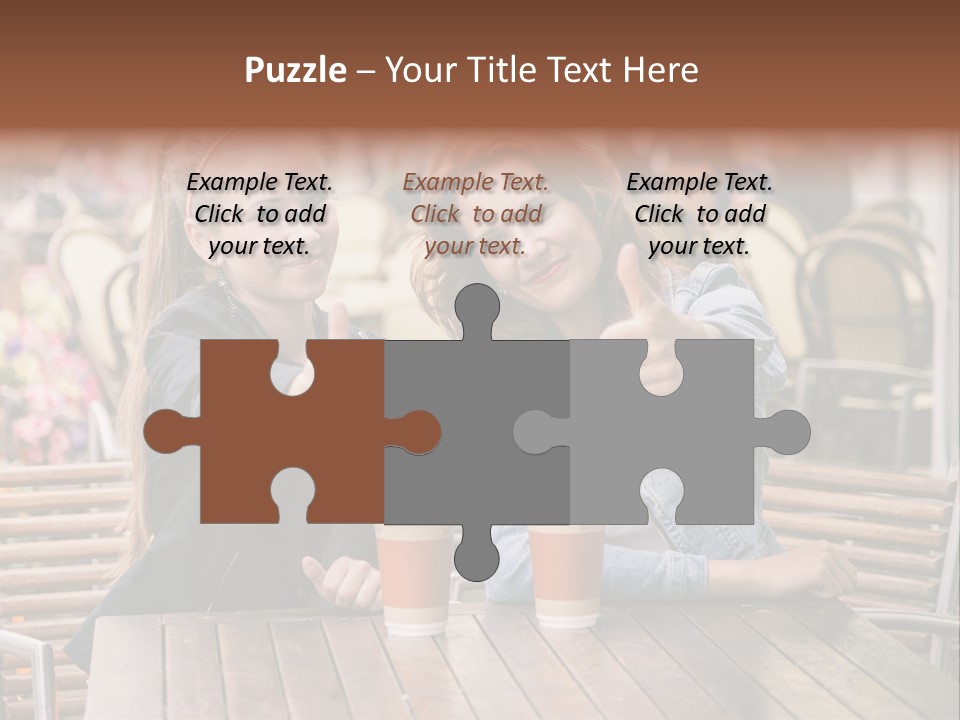 Two Girls Giving Thumbs Up At A Table PowerPoint Template