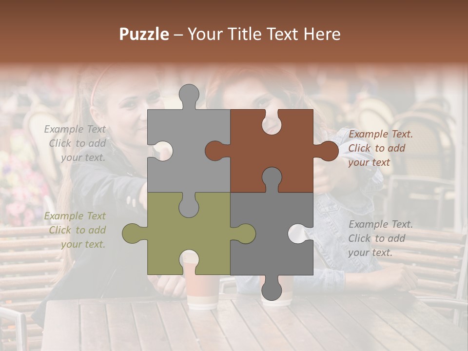 Two Girls Giving Thumbs Up At A Table PowerPoint Template