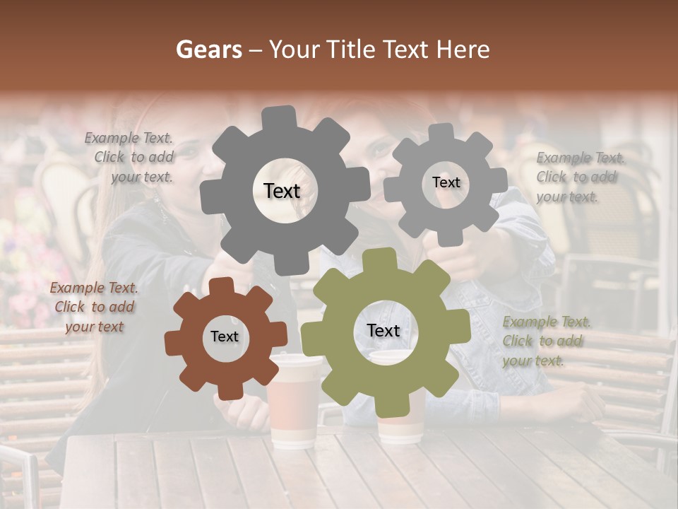 Two Girls Giving Thumbs Up At A Table PowerPoint Template