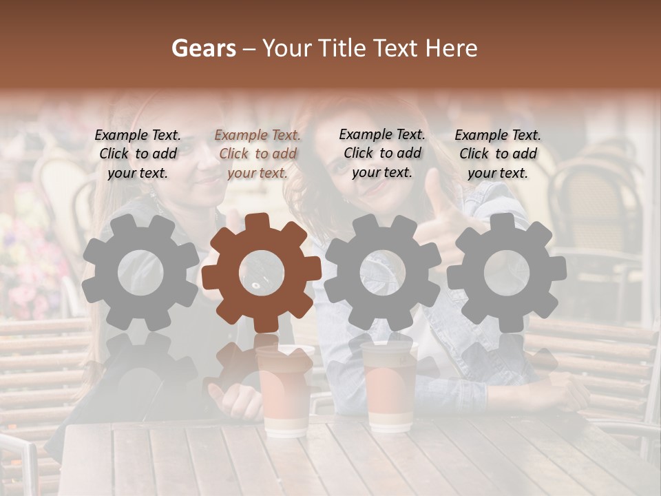 Two Girls Giving Thumbs Up At A Table PowerPoint Template