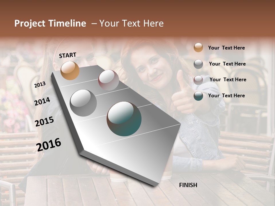 Two Girls Giving Thumbs Up At A Table PowerPoint Template