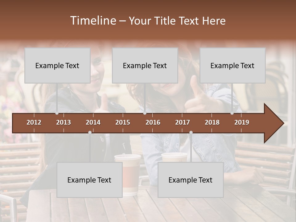 Two Girls Giving Thumbs Up At A Table PowerPoint Template